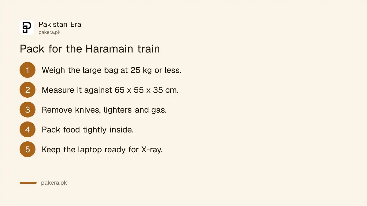 Steps to pack for the Haramain train
