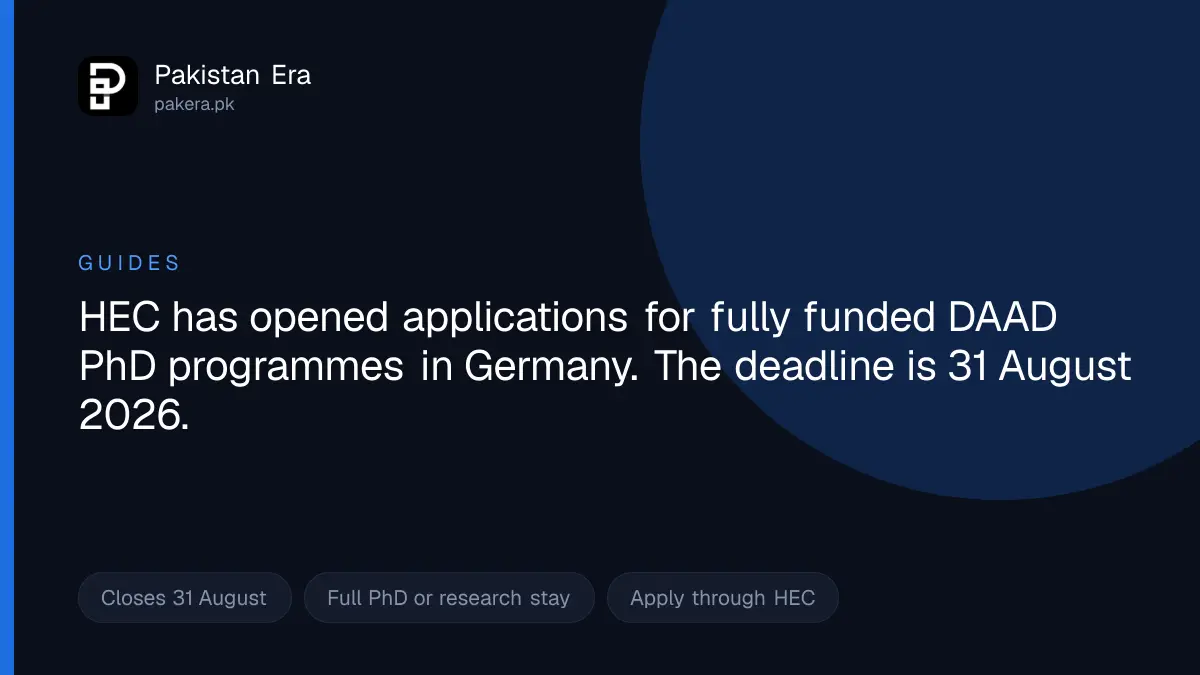 HEC DAAD fully funded PhD scholarships in Germany for Pakistani students