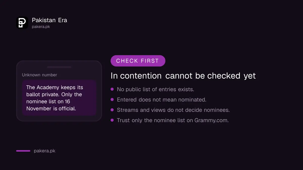 Why an in contention claim cannot be checked before the Grammy nominations