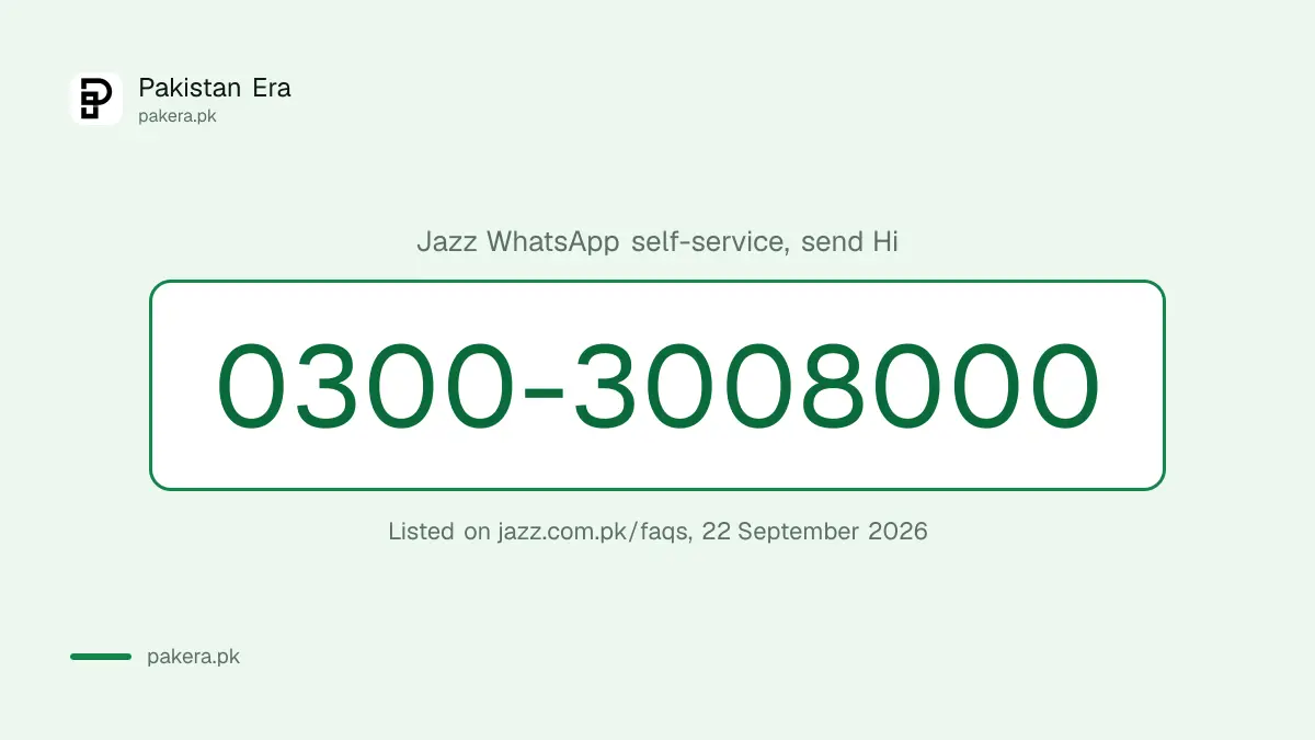 Official Jazz WhatsApp self-service number 0300-3008000