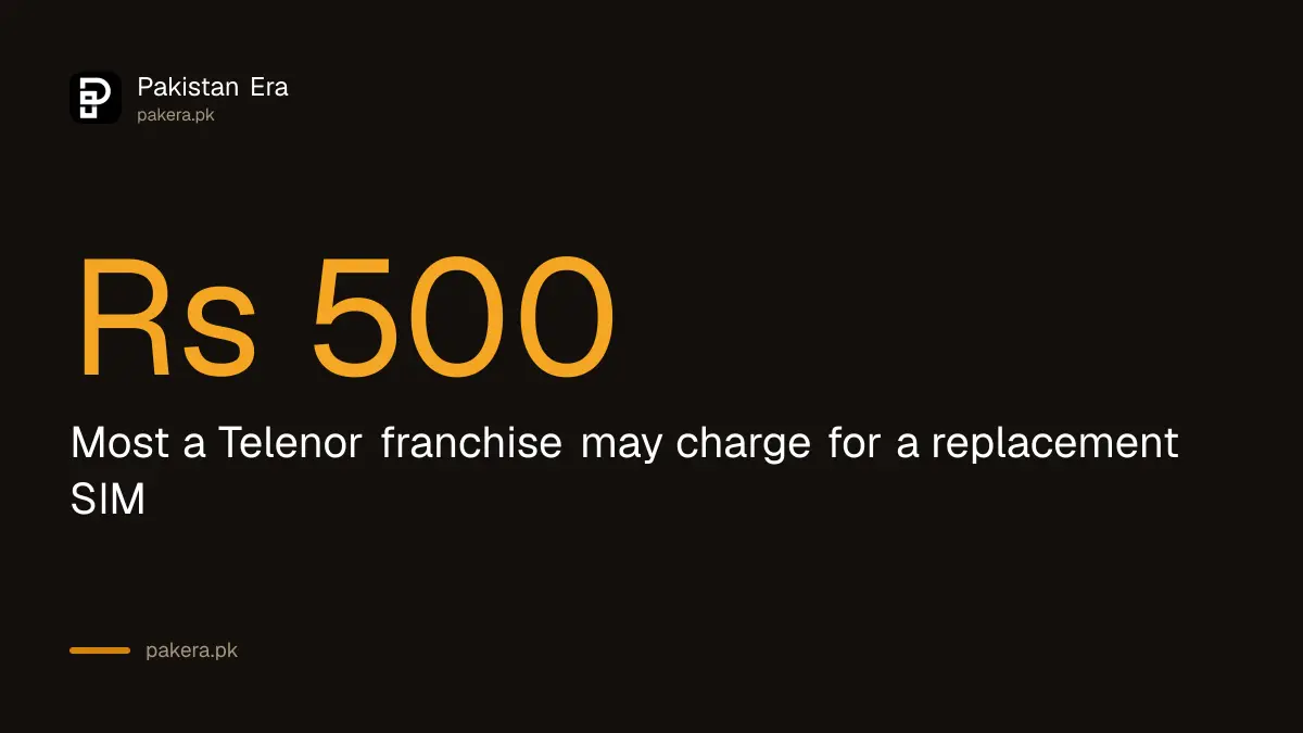 Telenor replacement SIM fee of up to Rs 500 at a franchise