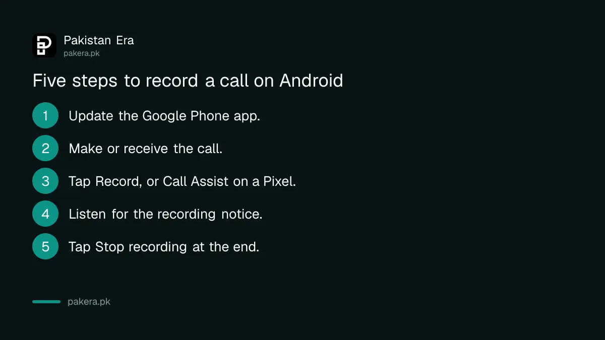 Five steps to record a call in the Google Phone app on Android