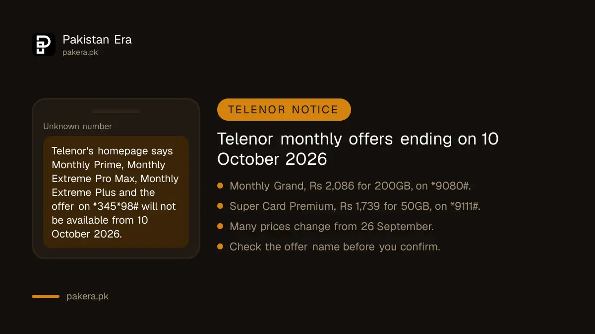 Telenor notice of monthly offers ending on 10 October 2026
