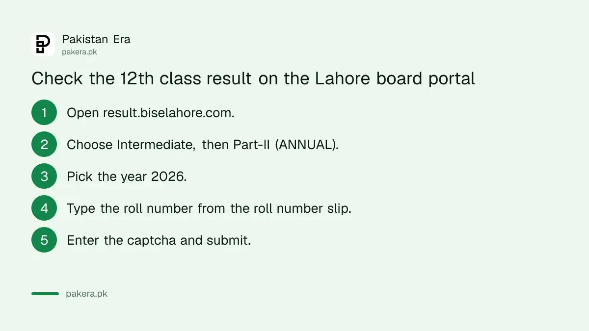 Six steps to check the 12th class result on the Lahore board portal