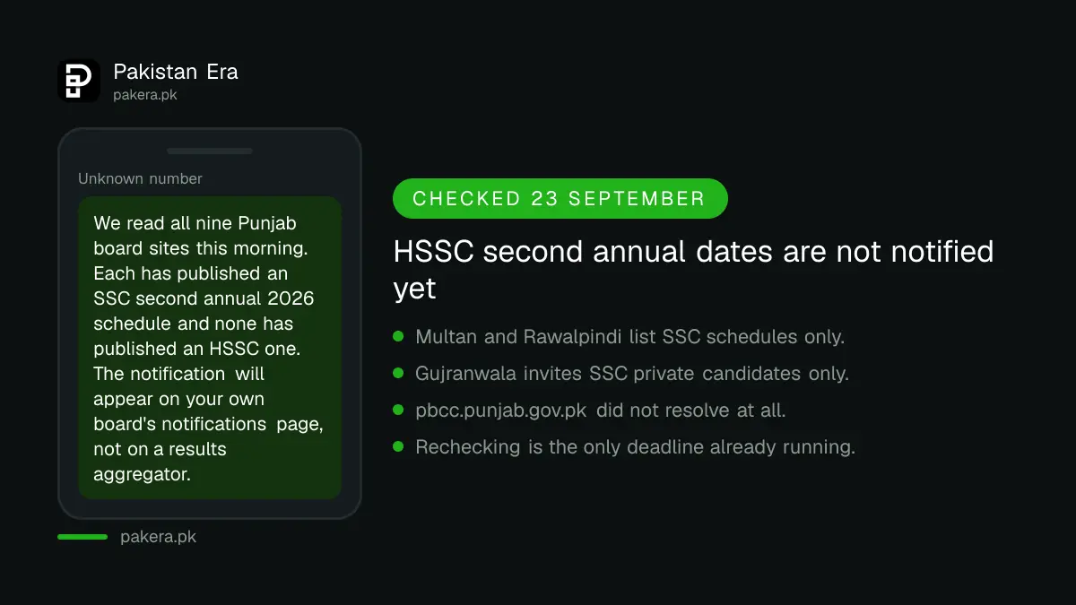 HSSC second annual 2026 Punjab status on result day