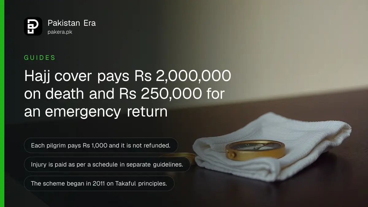 A brass compass and folded white cloth on a dark wooden table, for a guide on Hajj compensation in Pakistan