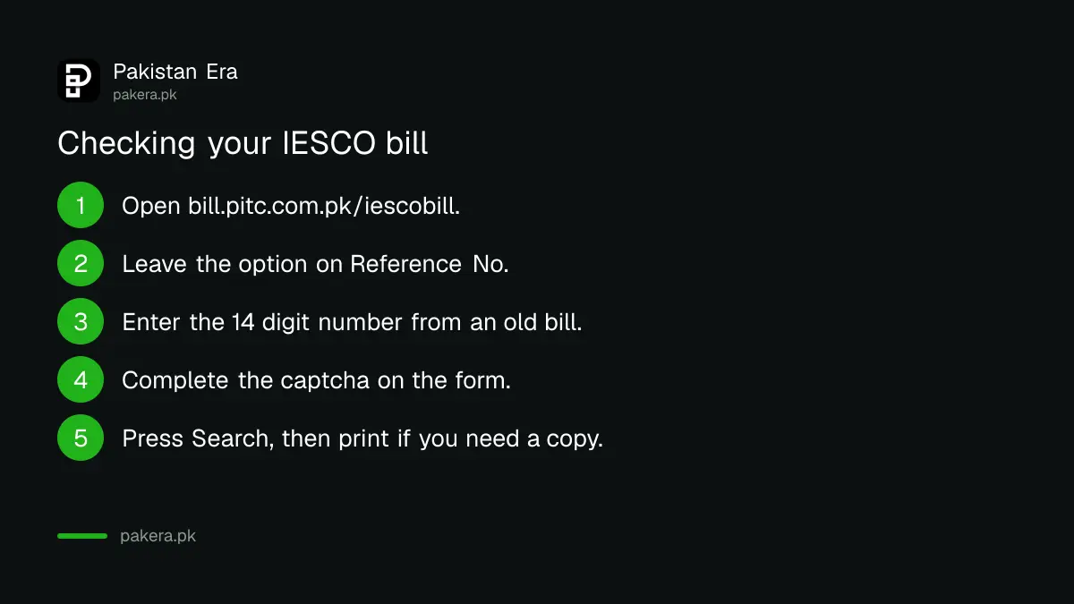 Steps to check an IESCO electricity bill online