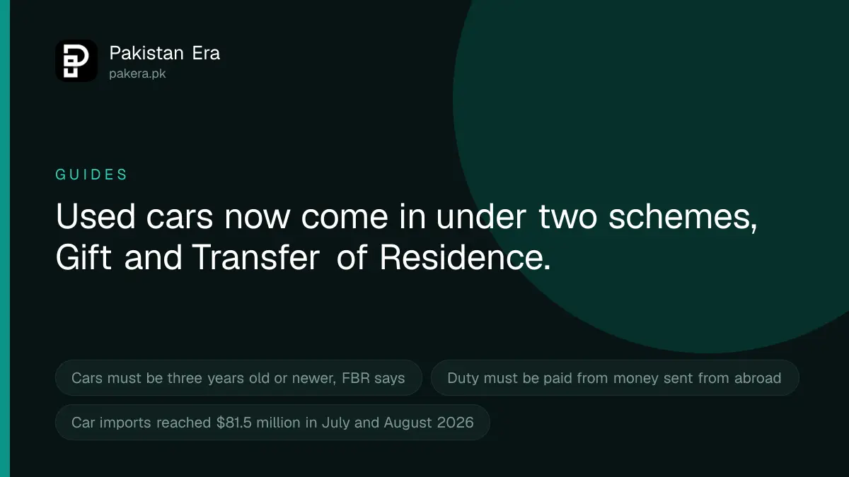 How to import a used car to Pakistan in 2026 under the Gift and Transfer of Residence schemes
