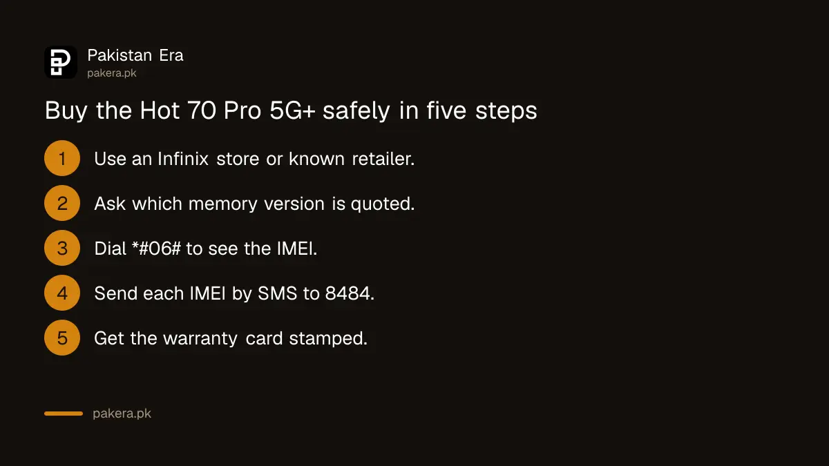 Five steps to buy an Infinix Hot 70 Pro 5G+ safely in Pakistan
