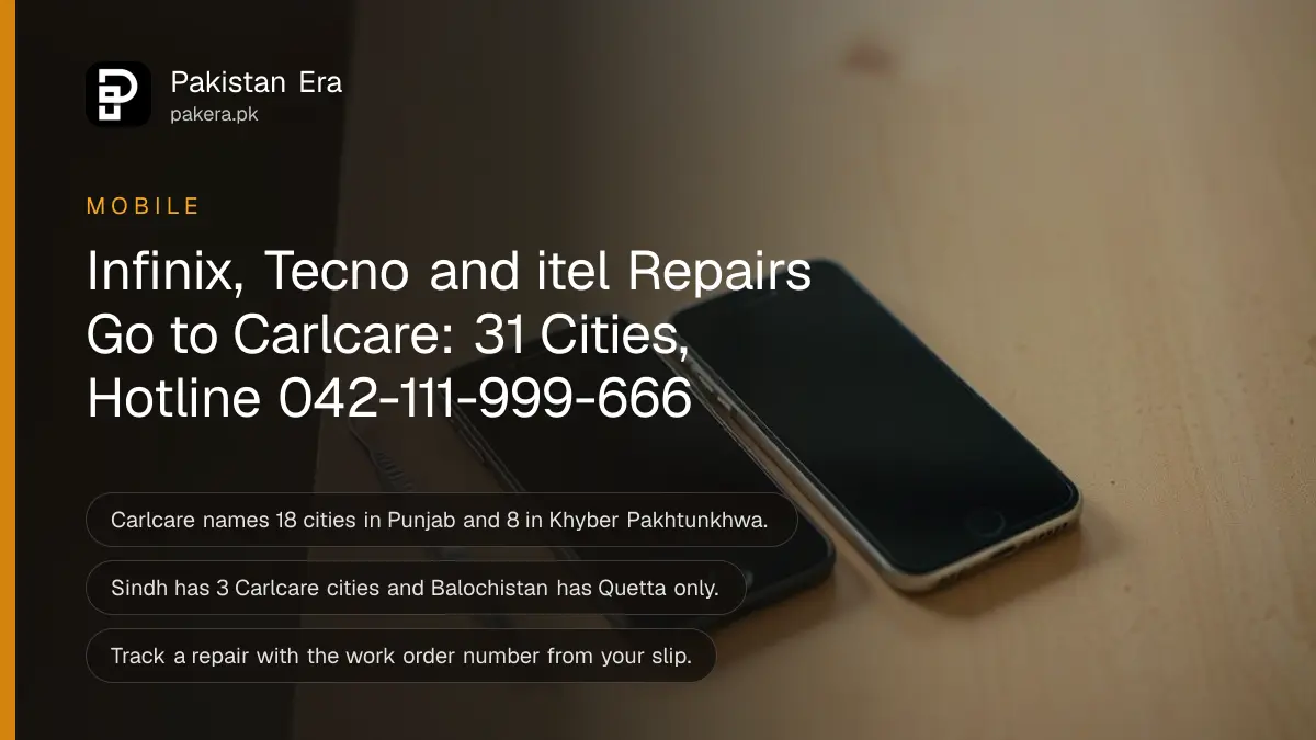 Two smartphones with dark screens lying side by side on a light wooden workbench beside steel tweezers