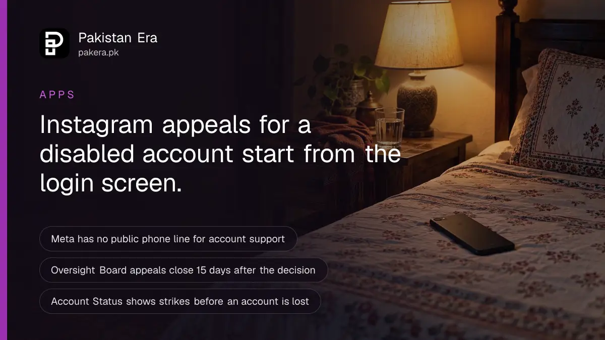 A phone lying face down on a bed beside a folded scarf and a glass of water in a Lahore home at night