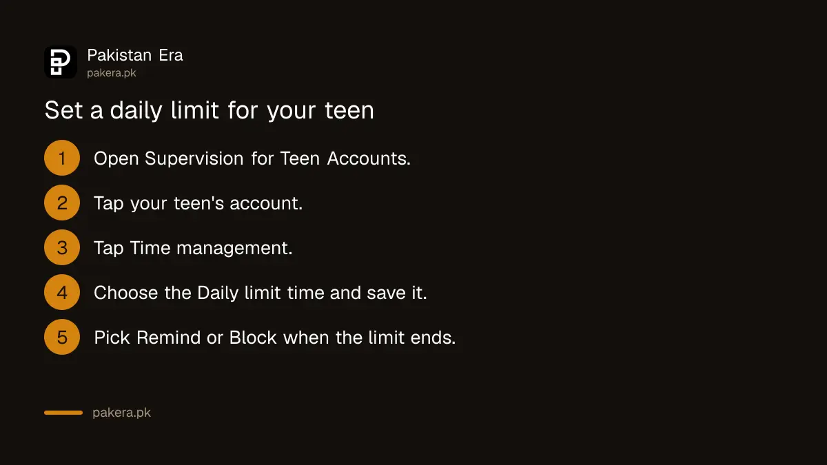 Steps to set a daily limit and sleep mode for a teen on Instagram