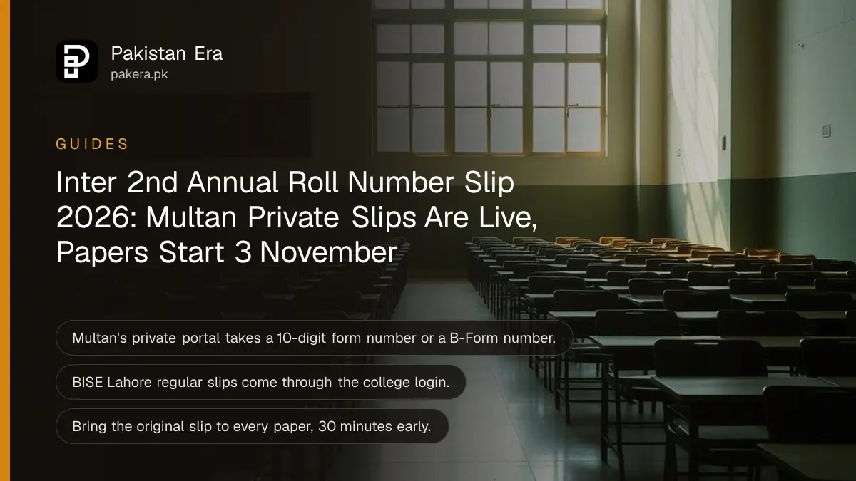 Rows of empty exam desks in a large college examination hall in Punjab