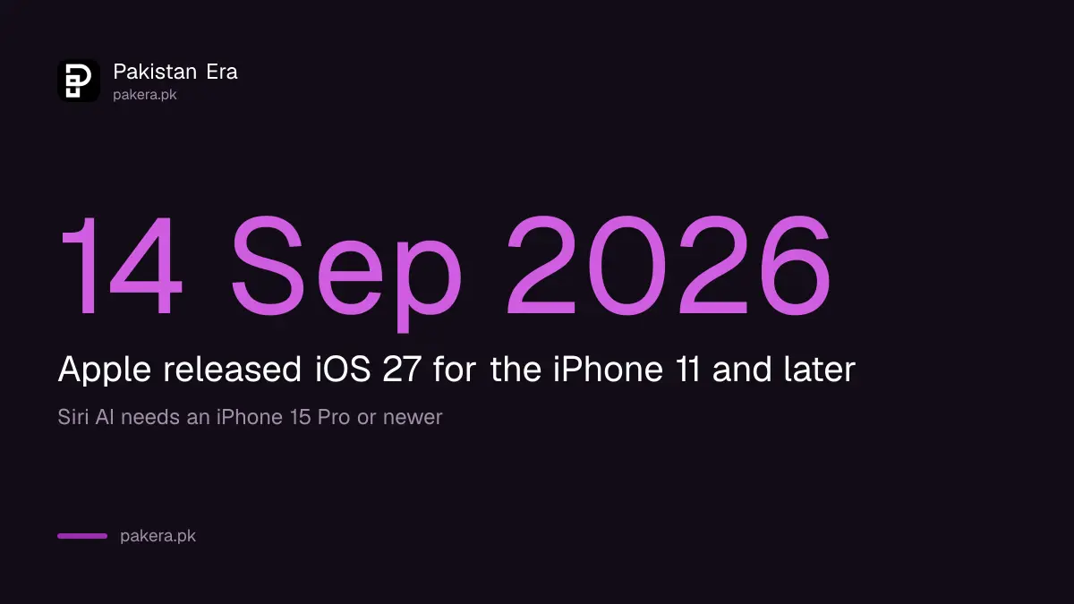 Apple released iOS 27 on 14 September 2026 for the iPhone 11 and later