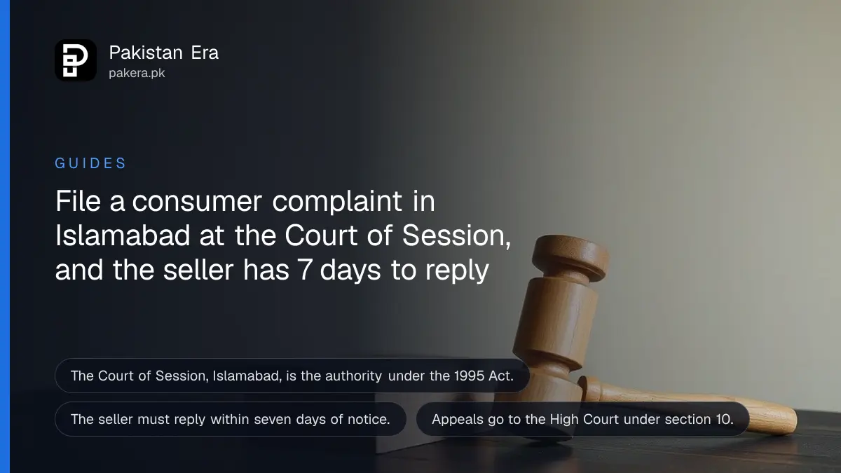 A wooden gavel on a dark wooden table, for a guide to consumer complaints in Islamabad