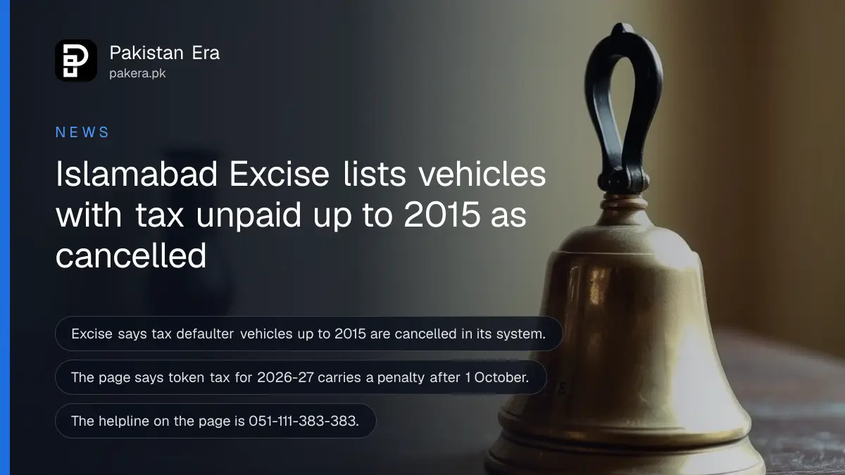 A plain brass bell on a dark wooden table, for an article on islamabad excise defaulter vehicles