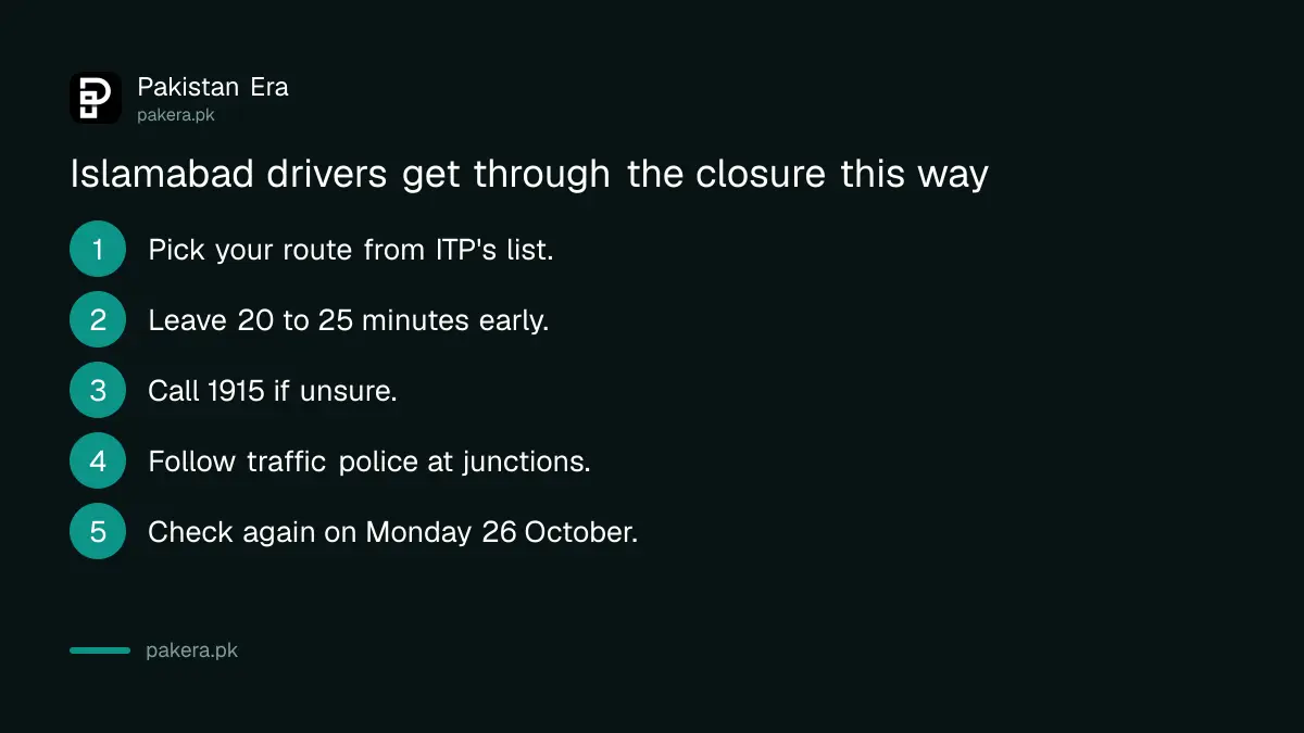 Five tips for driving in Islamabad during the Kashmir Chowk road closure on 24 and 25 October 2026