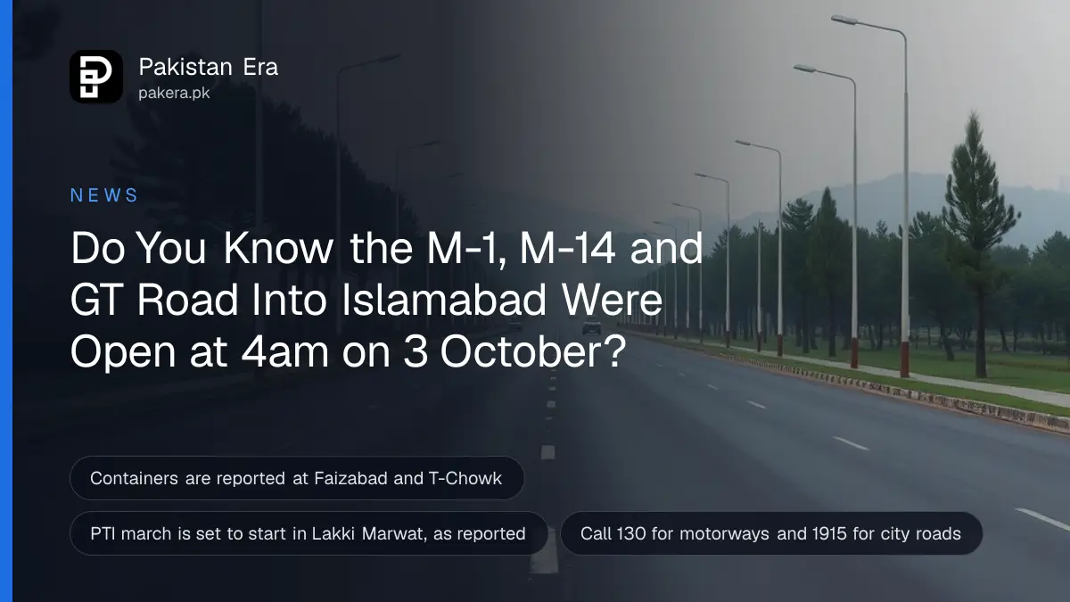 A wide, empty city road at early dawn with street lamps still glowing and green hills in soft mist behind in Islamabad