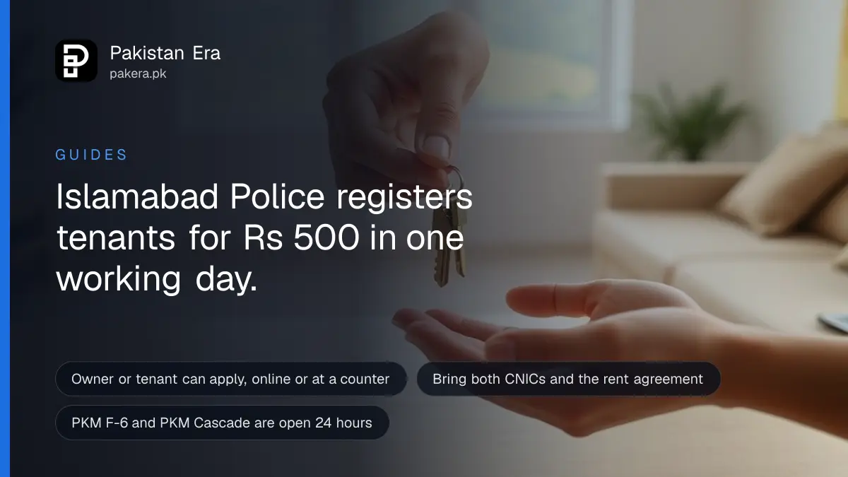 A hand passing a set of house keys across a wooden table in a bright Islamabad flat