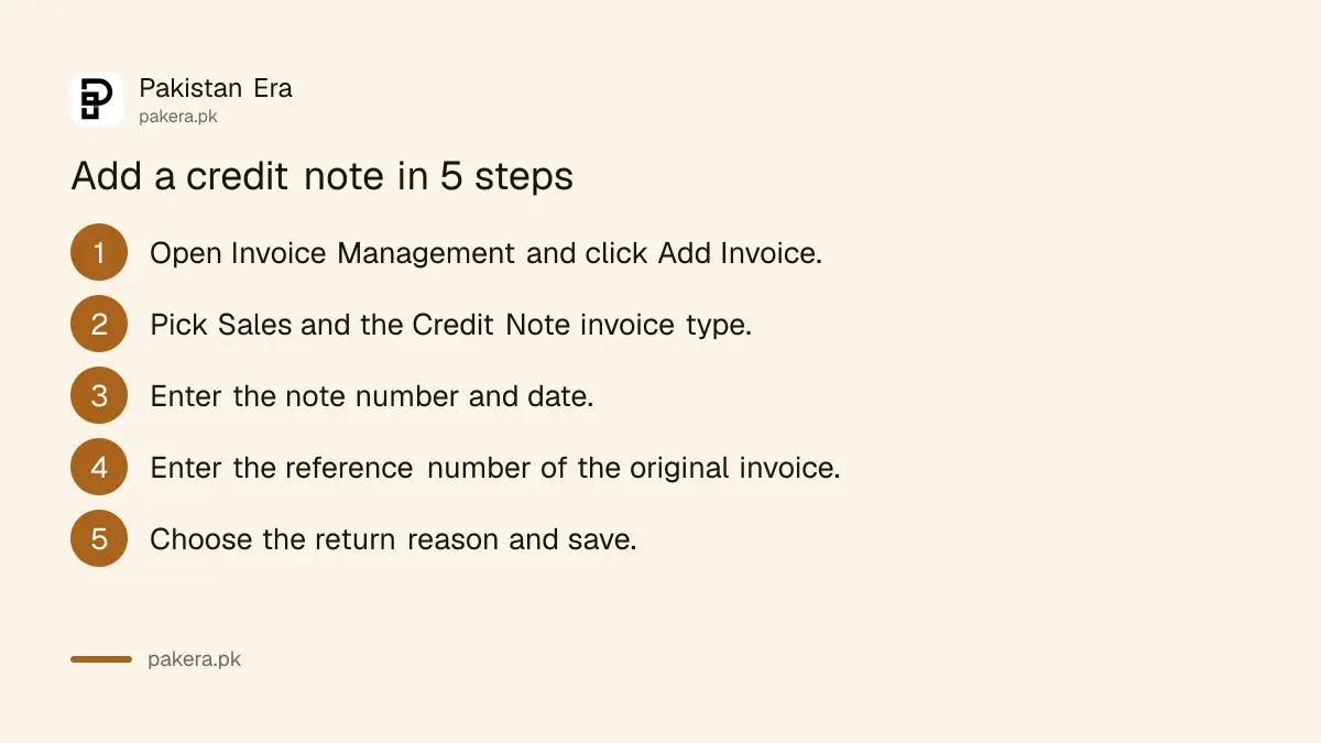 Steps to add a credit note in PRA Iris for Punjab sales tax on services