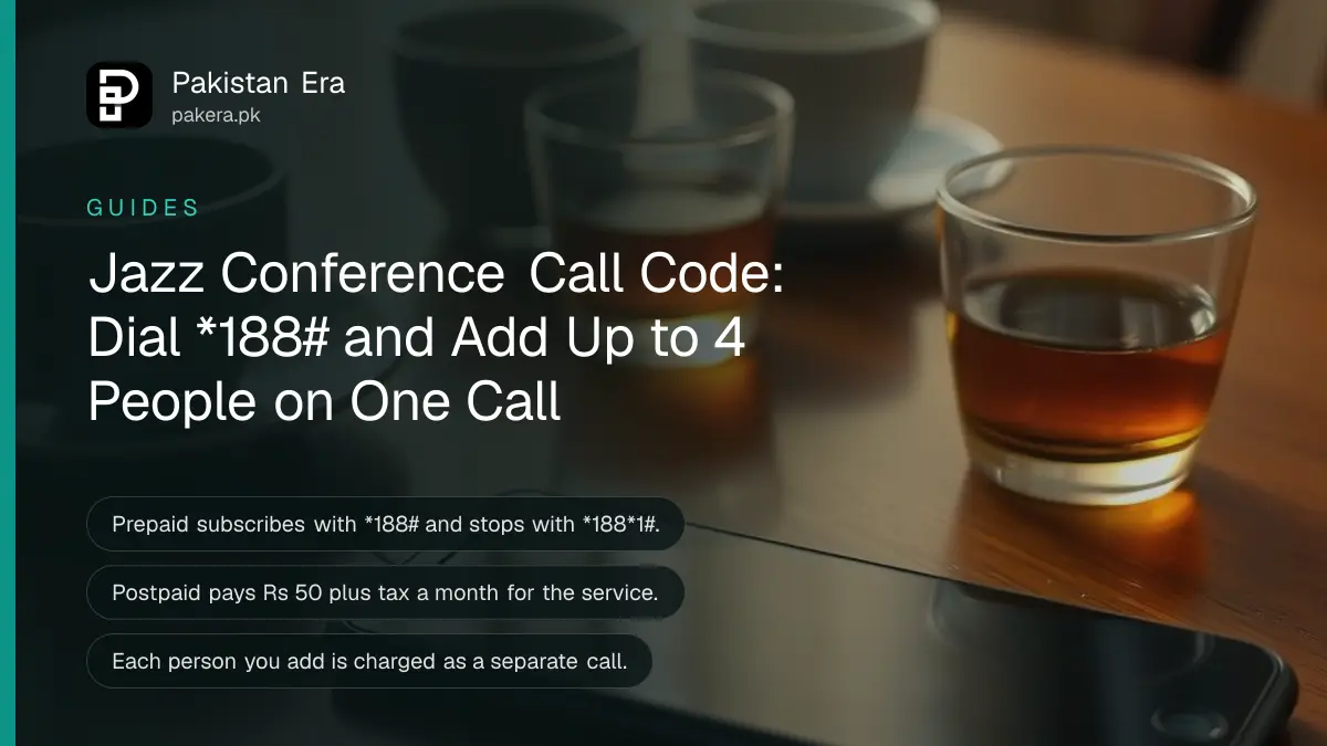 A smartphone lying face up on a wooden dining table with its screen dark, three cups of tea around it in warm evening light