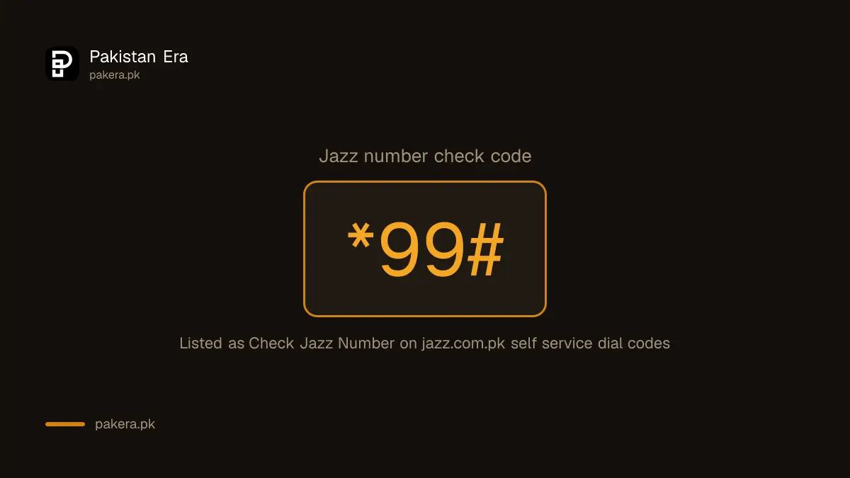 Jazz number check code *99# as listed on Jazz's self service dial code page