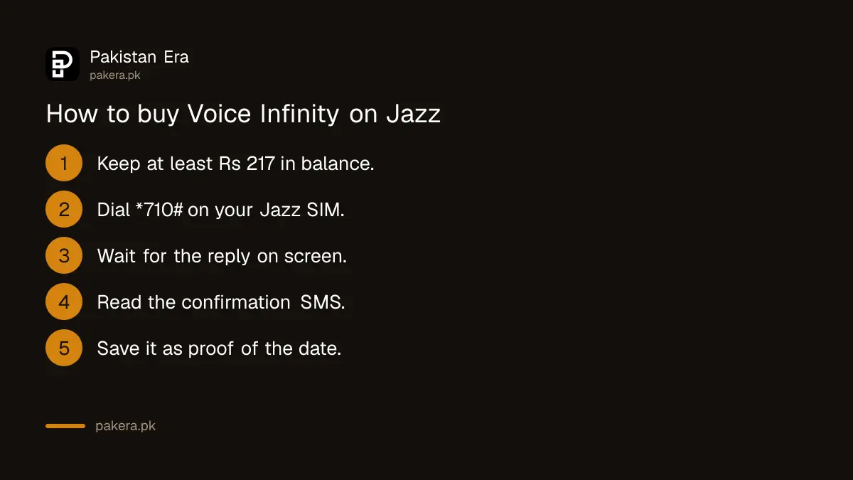 Steps to subscribe to the Jazz Voice Infinity Offer by dialling *710#
