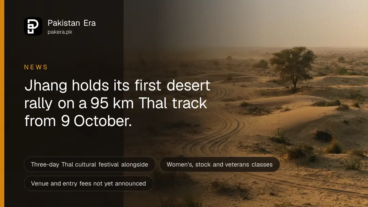 Tyre tracks across empty sand dunes in the Thal desert near Jhang at golden evening light