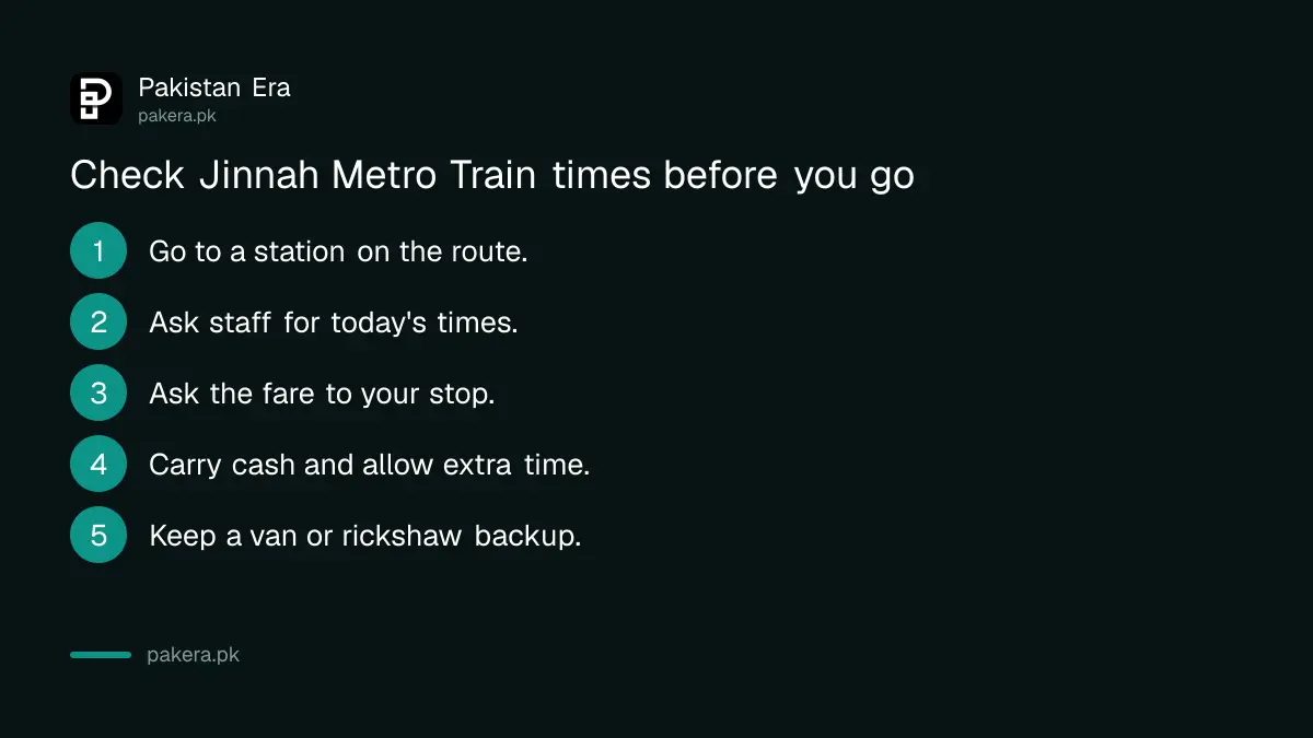 Five steps to check Jinnah Metro Train times and fares in Quetta before travelling
