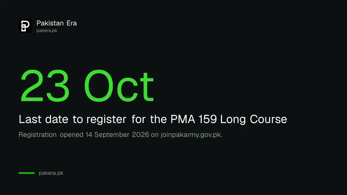 Last date to register for the PMA 159 Long Course is 23 October 2026