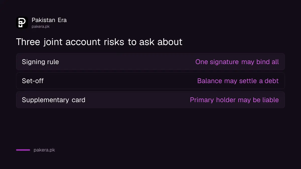 Joint account risks: signing rule, set-off and supplementary card liability