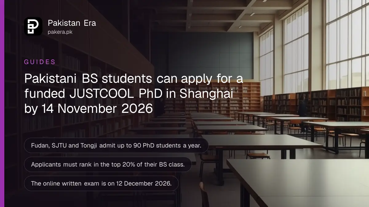 A quiet modern university library with wooden shelves and empty study tables in warm light, for a guide to the JUSTCOOL PhD programme in China