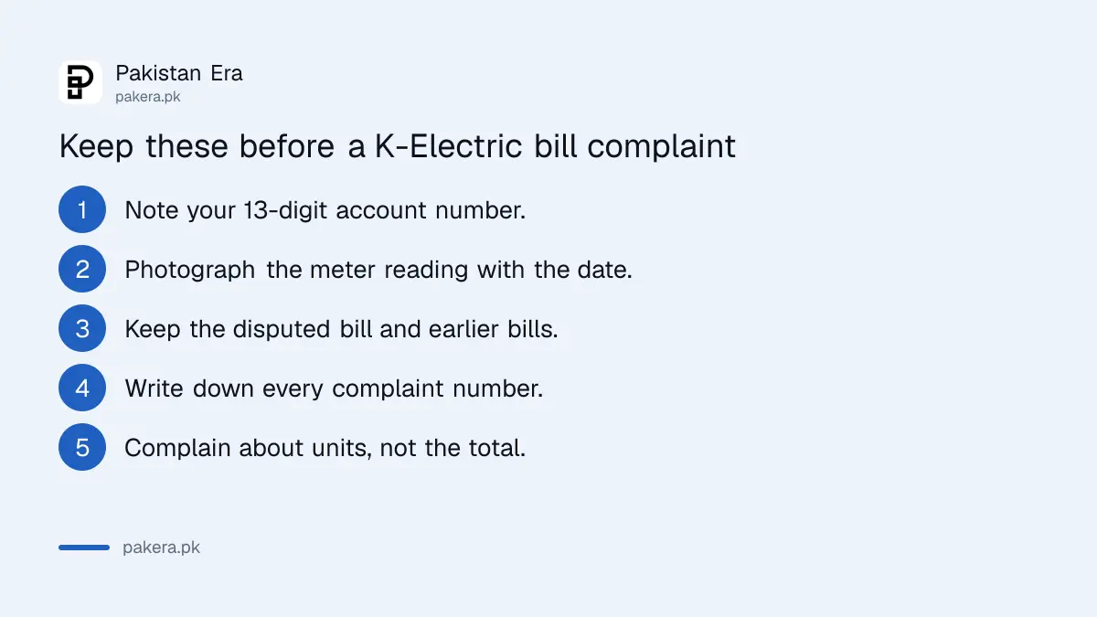 What to keep before complaining to K-Electric about a bill or meter