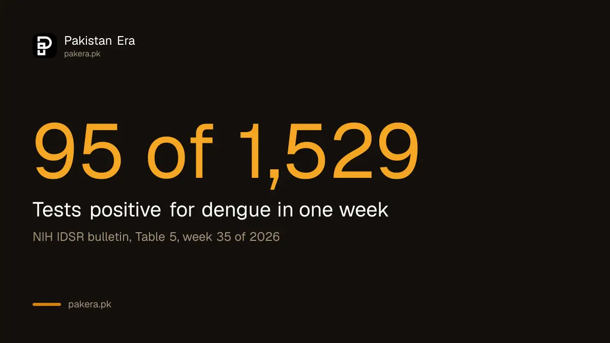 Sindh public health laboratories tested 1,529 people for dengue in week 35 of 2026 and 95 were positive