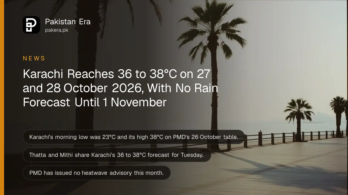 Bright hazy sun over Karachi's seafront promenade with palm trees and a calm sea