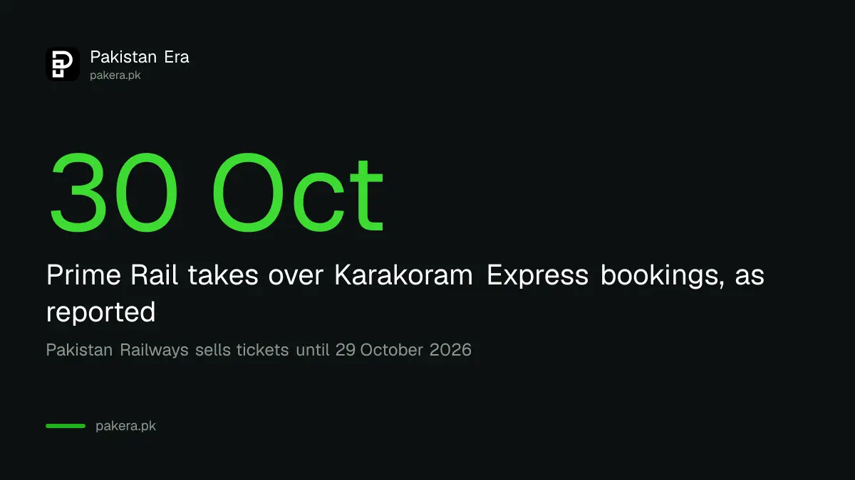 Karakoram Express bookings move to Prime Rail from 30 October 2026