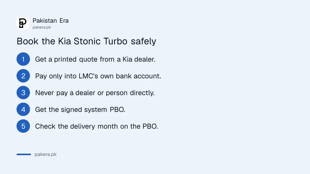 Steps to book the Kia Stonic Turbo safely in Pakistan