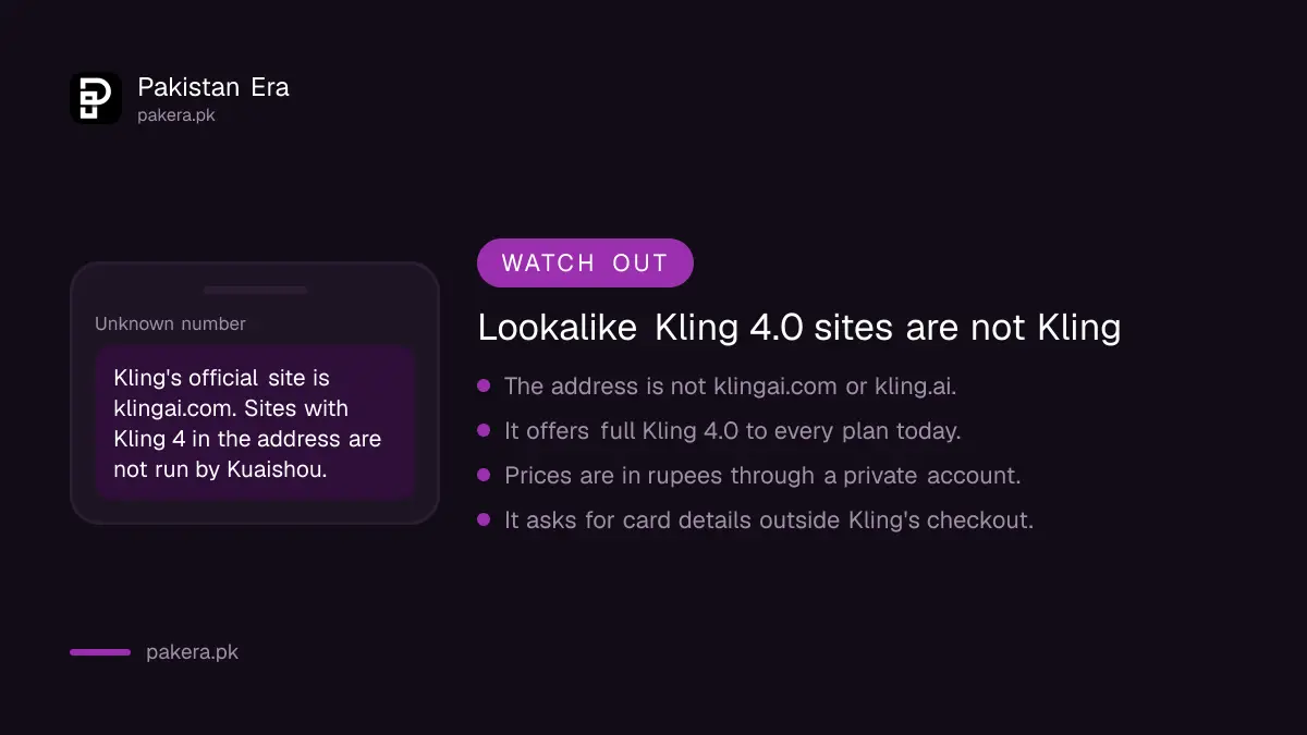 Warning signs of a fake Kling 4.0 website