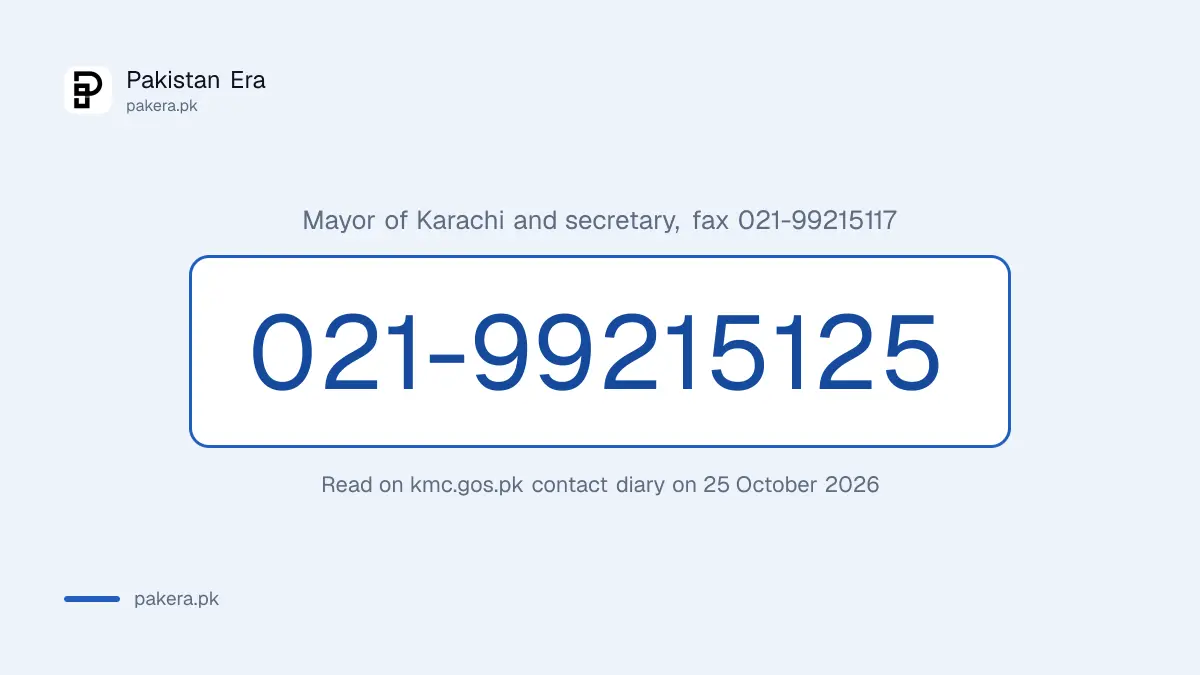 KMC mayor's office number in Karachi: 021-99215125