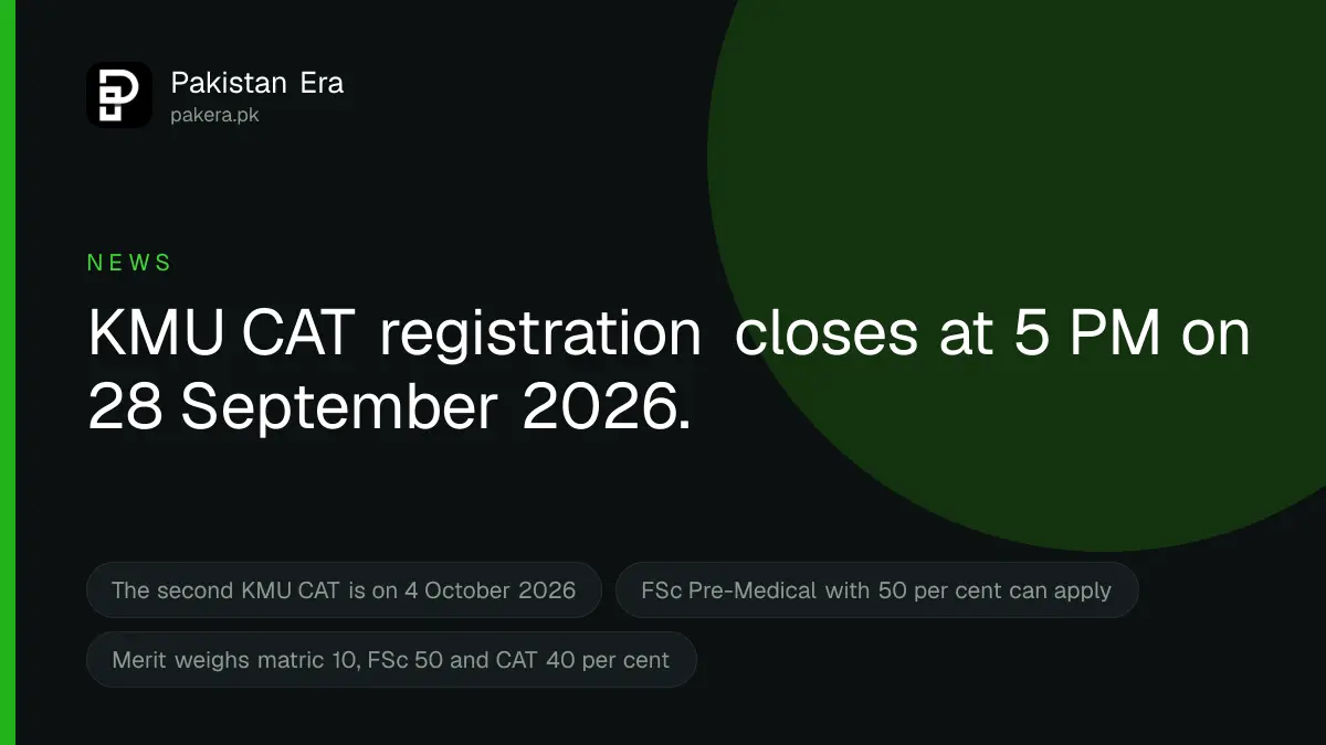 KMU CAT 2026 registration deadline and test date