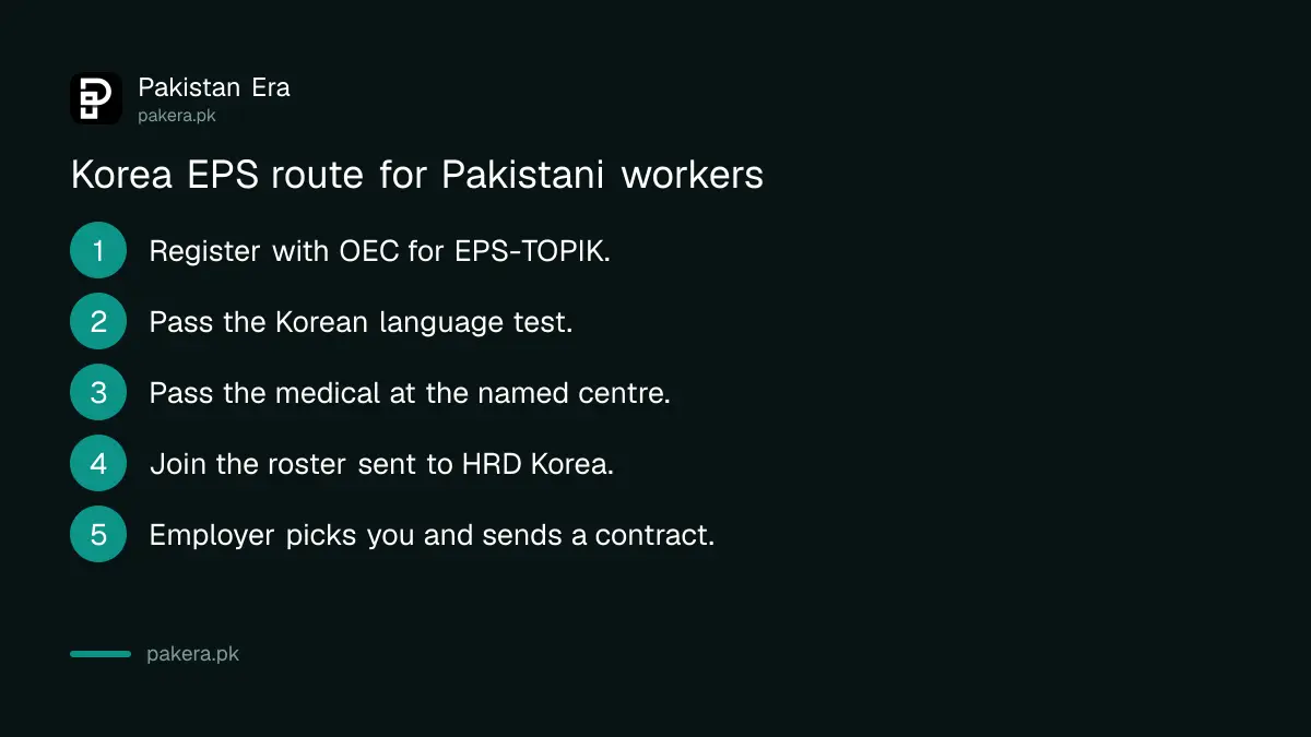 Steps of the Korea EPS-TOPIK route for Pakistani workers through OEC