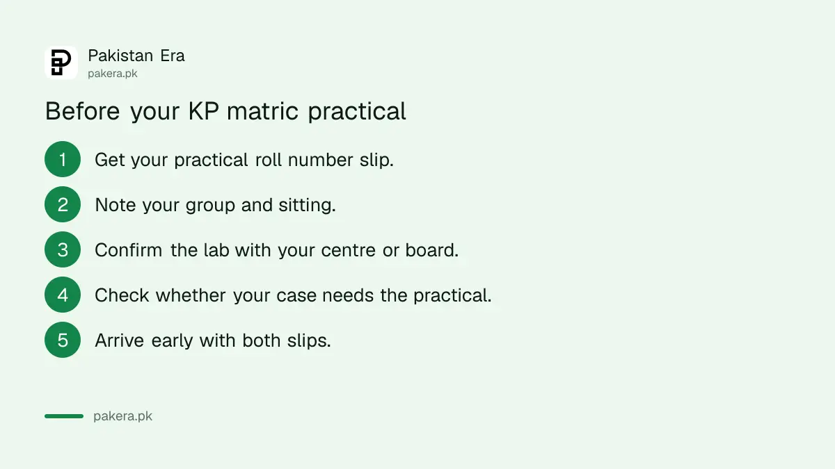 Steps before a KP board matric practical exam in November 2026