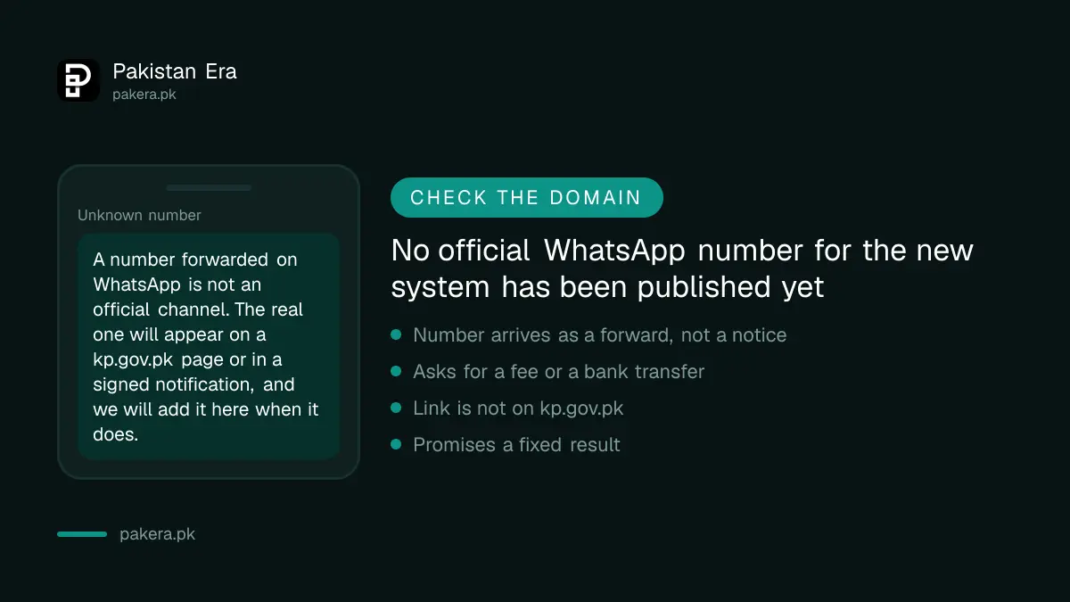No official KP complaint WhatsApp number has been published yet, check the domain before using one