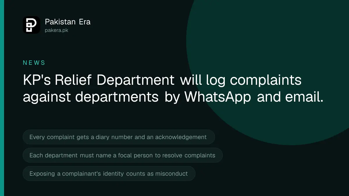 KP complaint WhatsApp number and email system run by the Relief Department