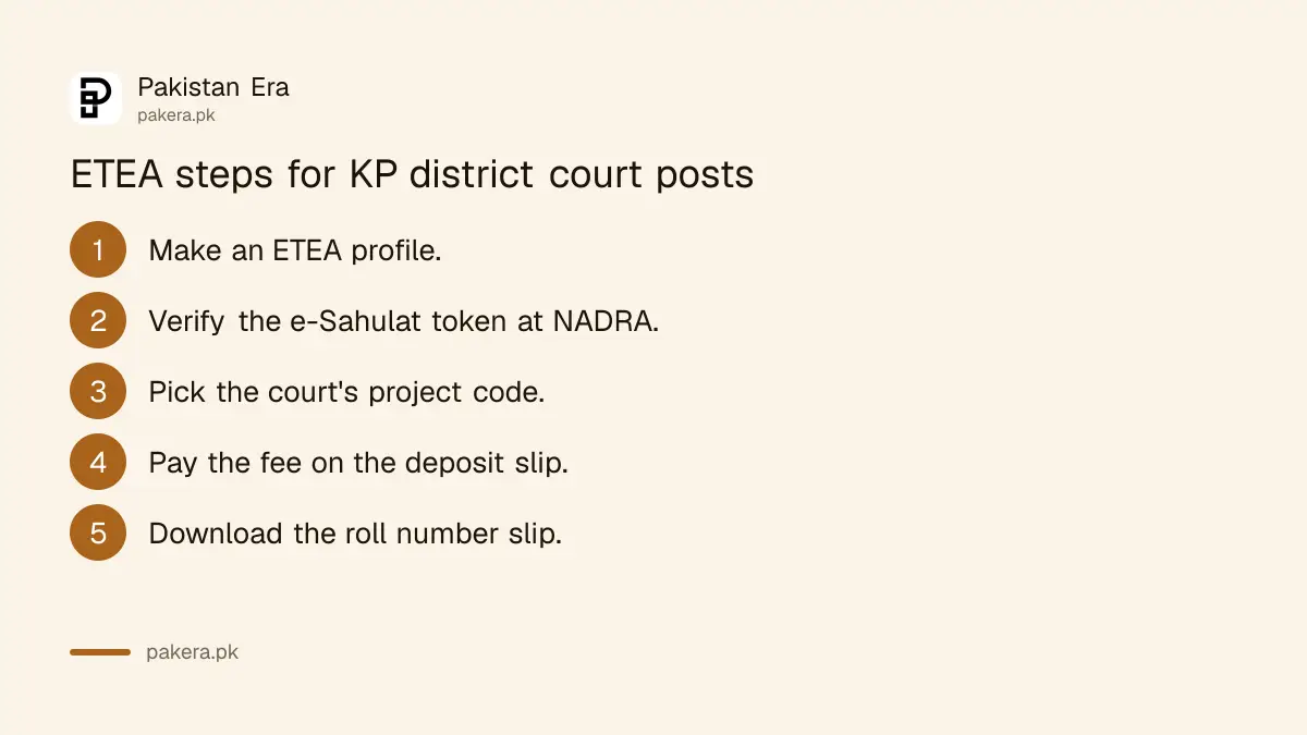 Steps to apply for Khyber Pakhtunkhwa district court jobs through ETEA