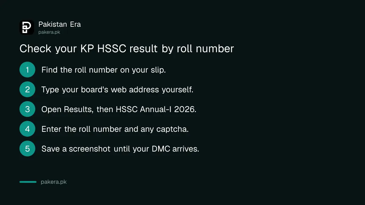 Steps to check the KP HSSC result 2026 by roll number on a board website