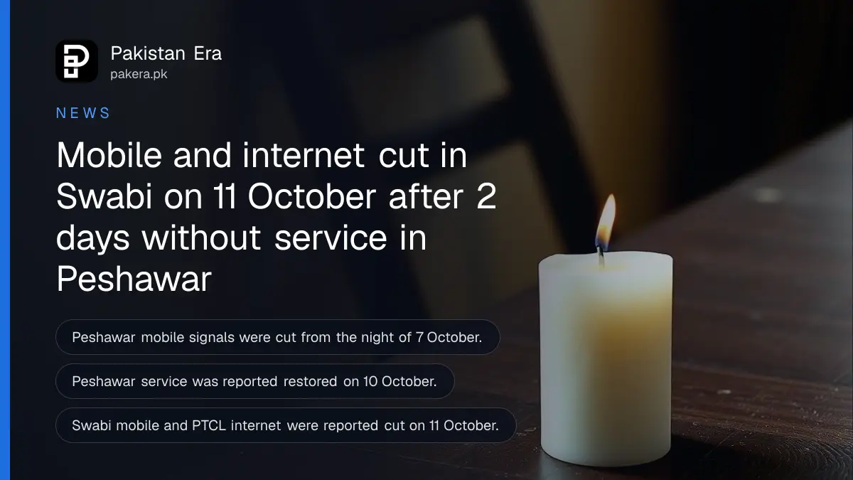 A single unlit white candle on a dark wooden table, for a report on mobile service suspended in Peshawar and Swabi
