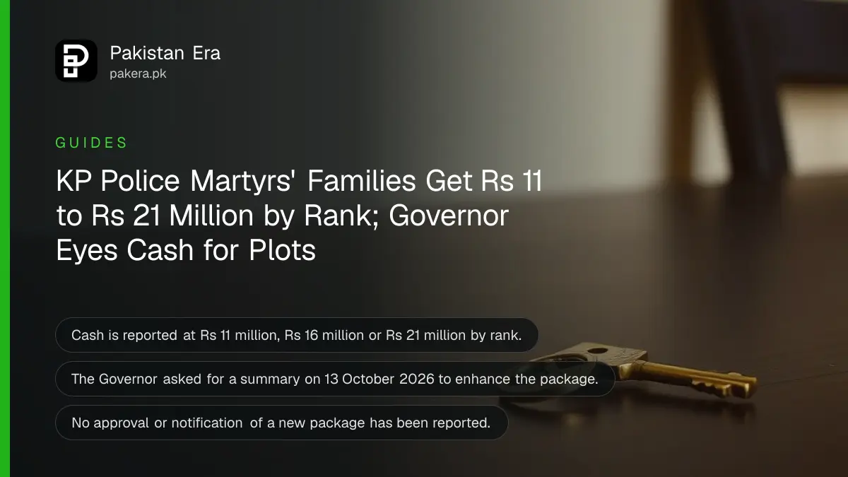 A plain brass key on a dark wooden table, for a guide to the Khyber Pakhtunkhwa police martyrs package
