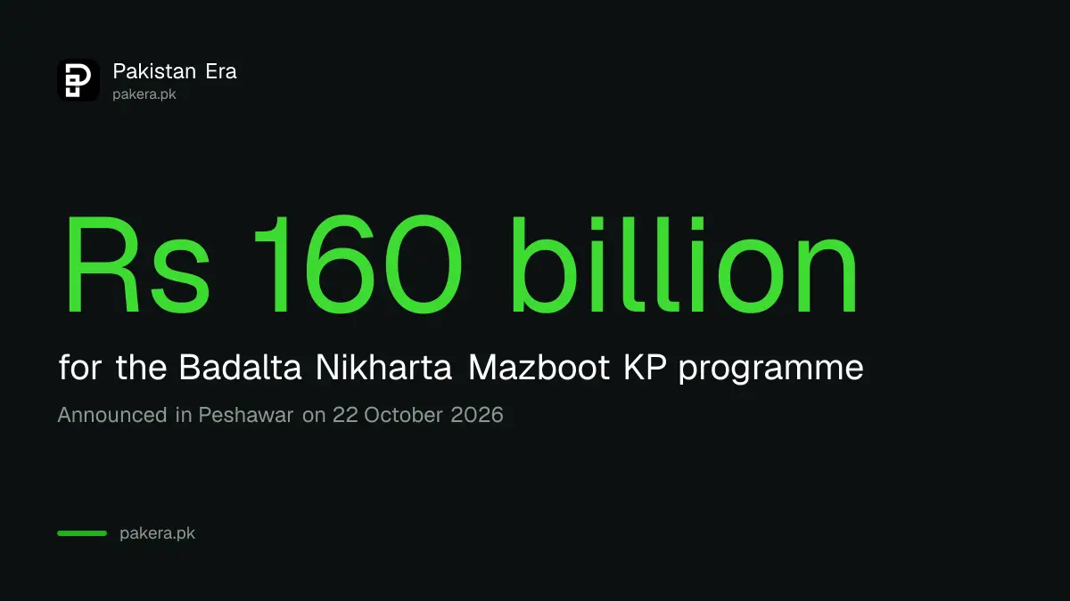 Rs 160 billion federal programme for Khyber Pakhtunkhwa announced in Peshawar on 22 October 2026