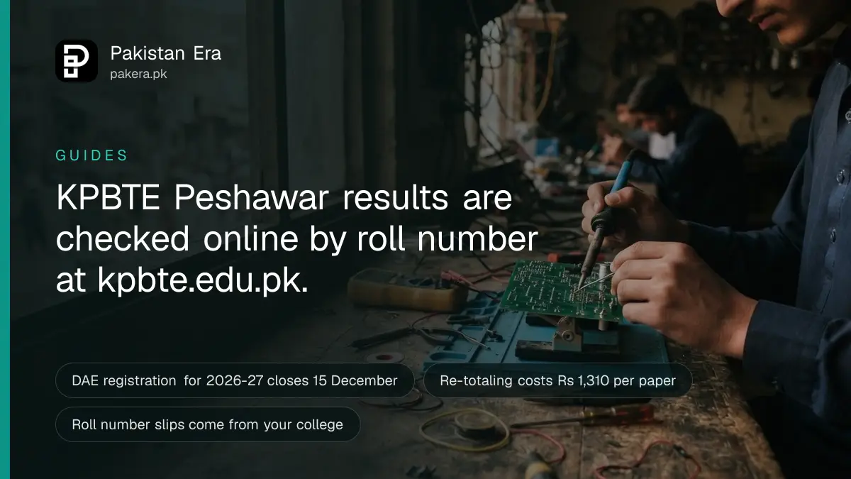 A student's hands working on a half-built circuit board at a workshop bench in Peshawar